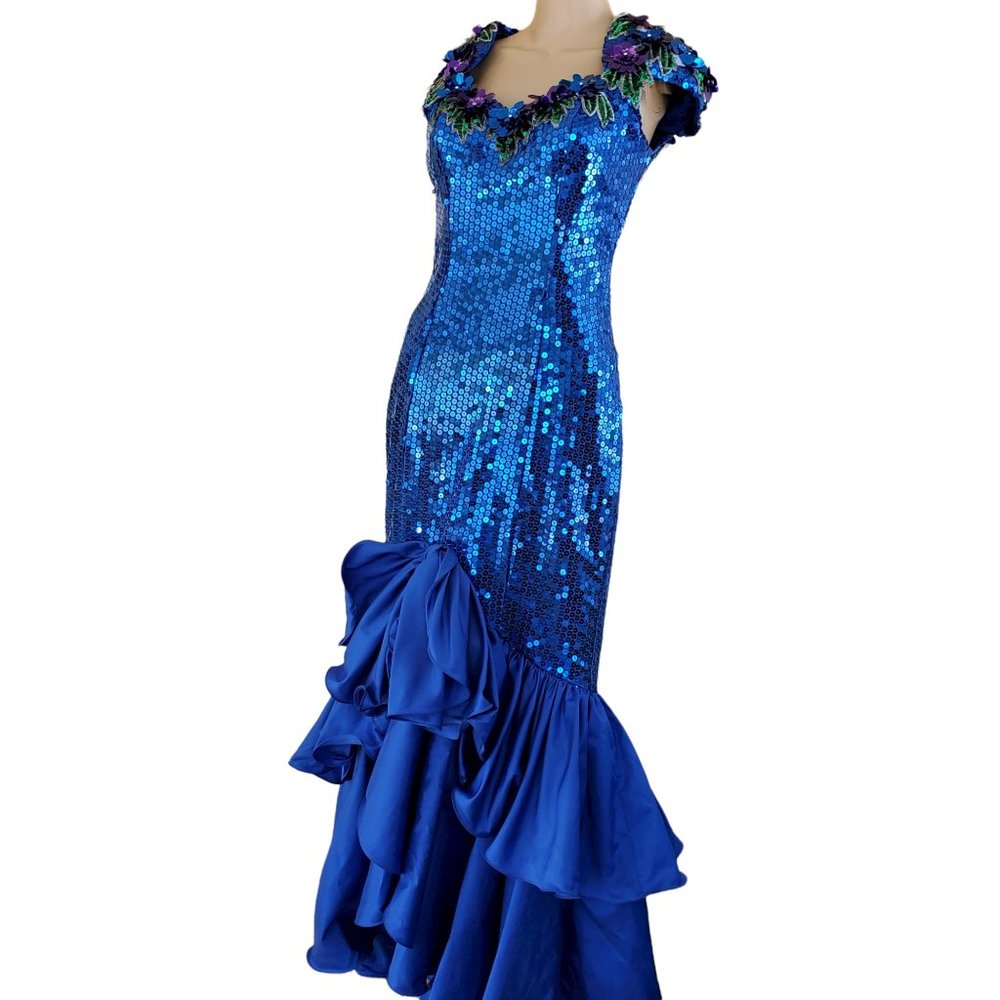 Vintage Alyce Blue Sequin Barbie Core Pageant Tango Dress Lined Women's XS